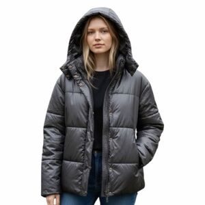 Save The Duck "Recy" Puffer Jacket - Metallic Grey - Size 2 / M
